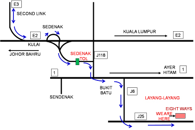 Map of Eight Ways Layang Layang Meditation Centre